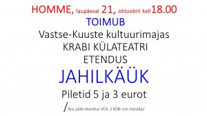 HOMME, laupäeval 21, oktoobril kell18