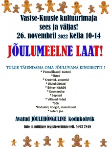 Jõulumeelne laat 26.12. kella 10-14