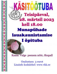 Munapühadeks lauakaunistus 28.03.23