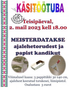 Ajalehetorudest ja papist kandik. 02.05